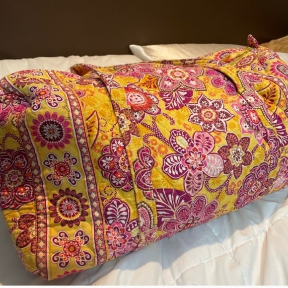Vera Bradley Handbags - Vera Bradley Yellow & Pink Quilted Travel Duffel